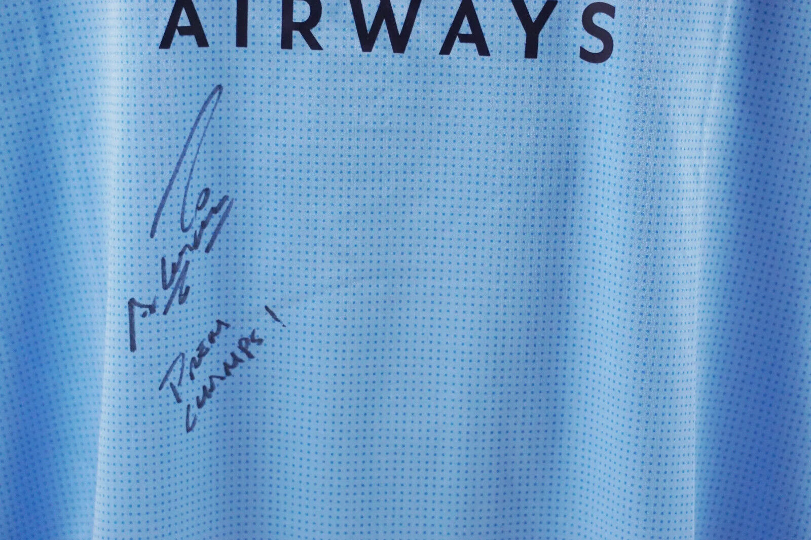Sergio Aguero Signed Manchester City Soccer Jersey Inscribed with Beckett COA